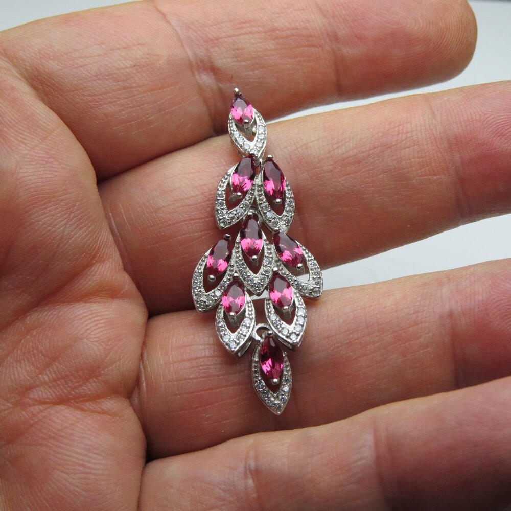 Sterling Silver Diamond Ruby Pendant - image 1